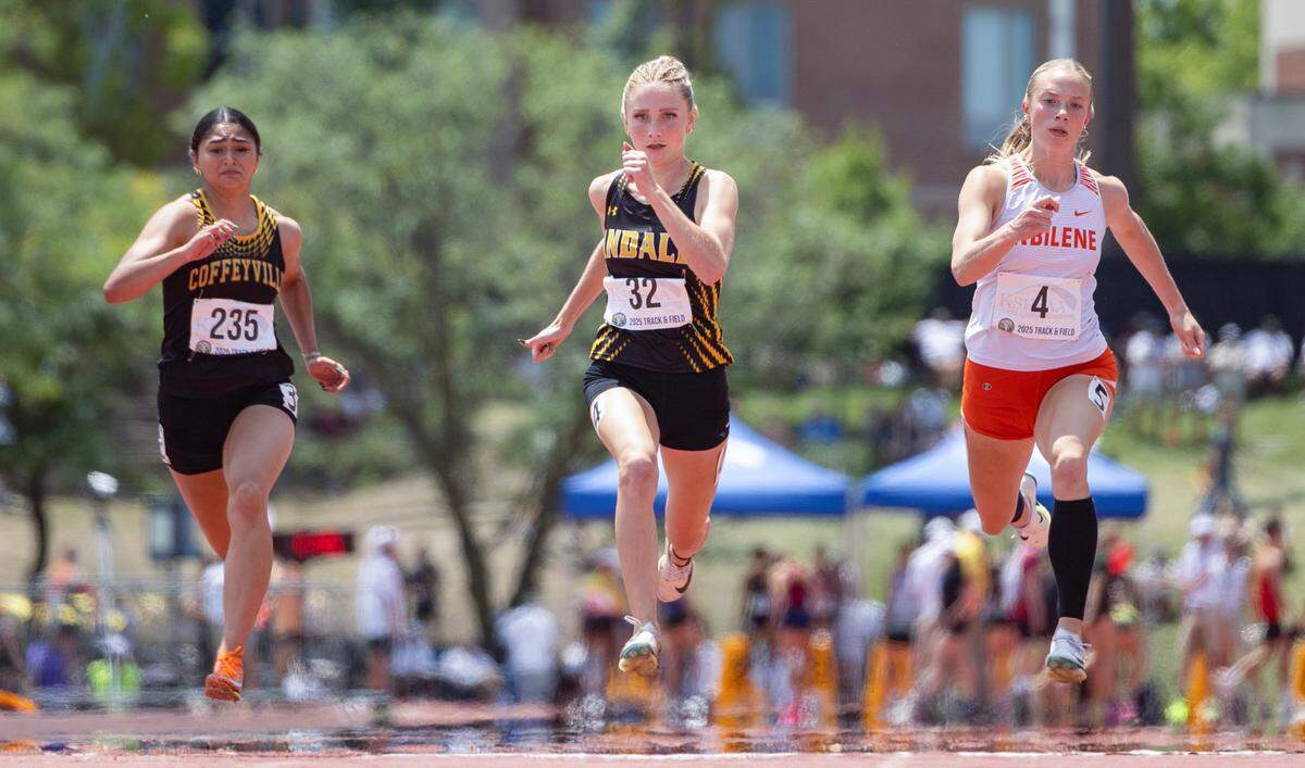 Andale junior Rylee Meyer set a 4A state meet record in the 100 meter dash on Saturday at Cessna Stadium.