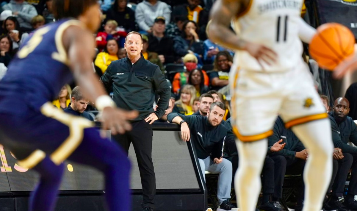 Wichita State coach Paul Mills watches his team run offense in an 89-69 win over Montana State at Koch Arena on Saturday.