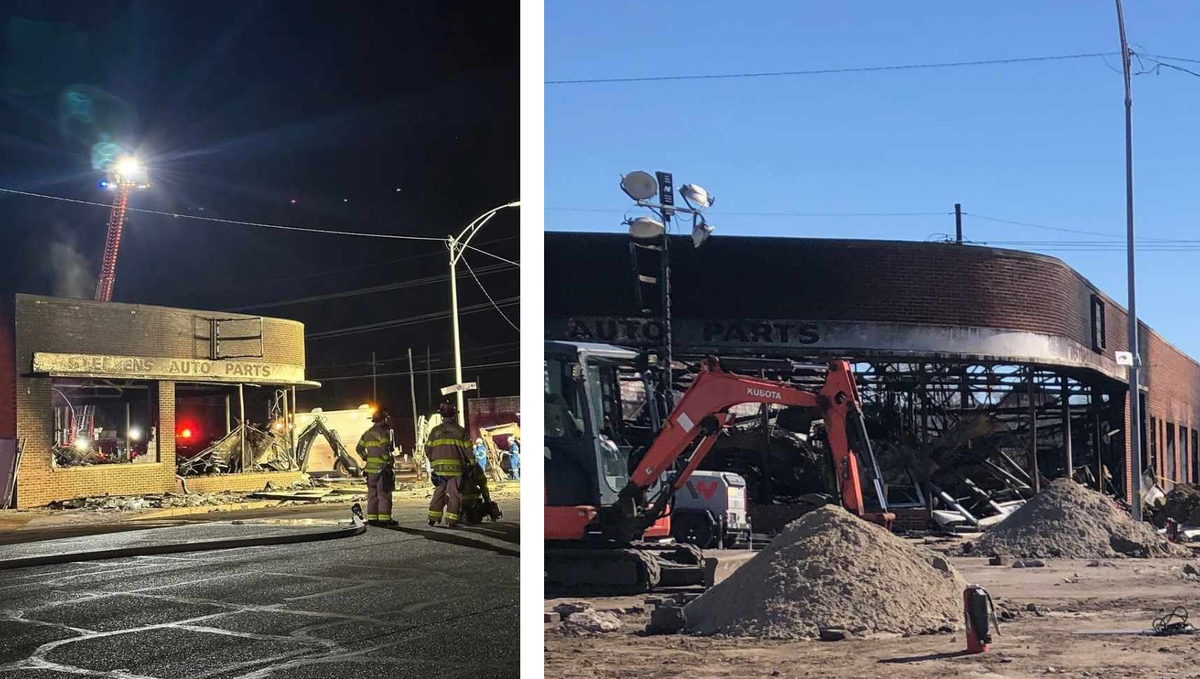 Photos of Steffens Auto Parts in Hutchinson after an explosion on Saturday.