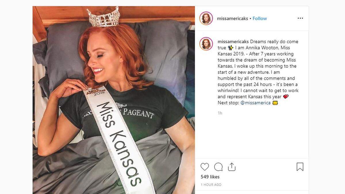 Annika Wooten, Miss Wichita, was crowned Miss Kansas 2019.