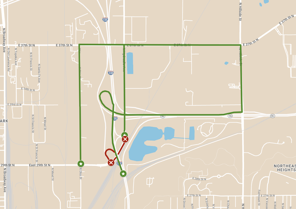 The Kansas Department of Transportation provided this graphic outlining the closure and suggested detours.