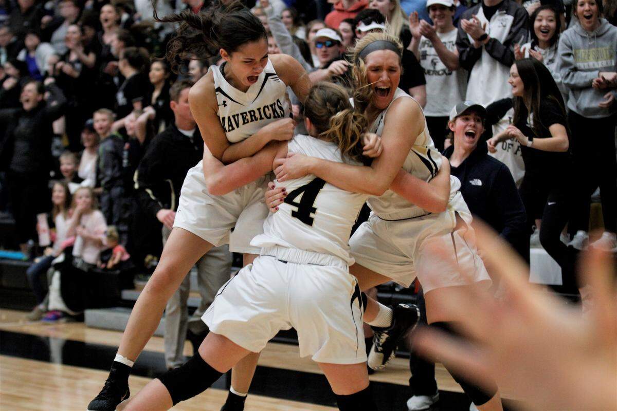 Maize South’s Lauren Johnson, Katie Wagner and Alexis Snodgrass