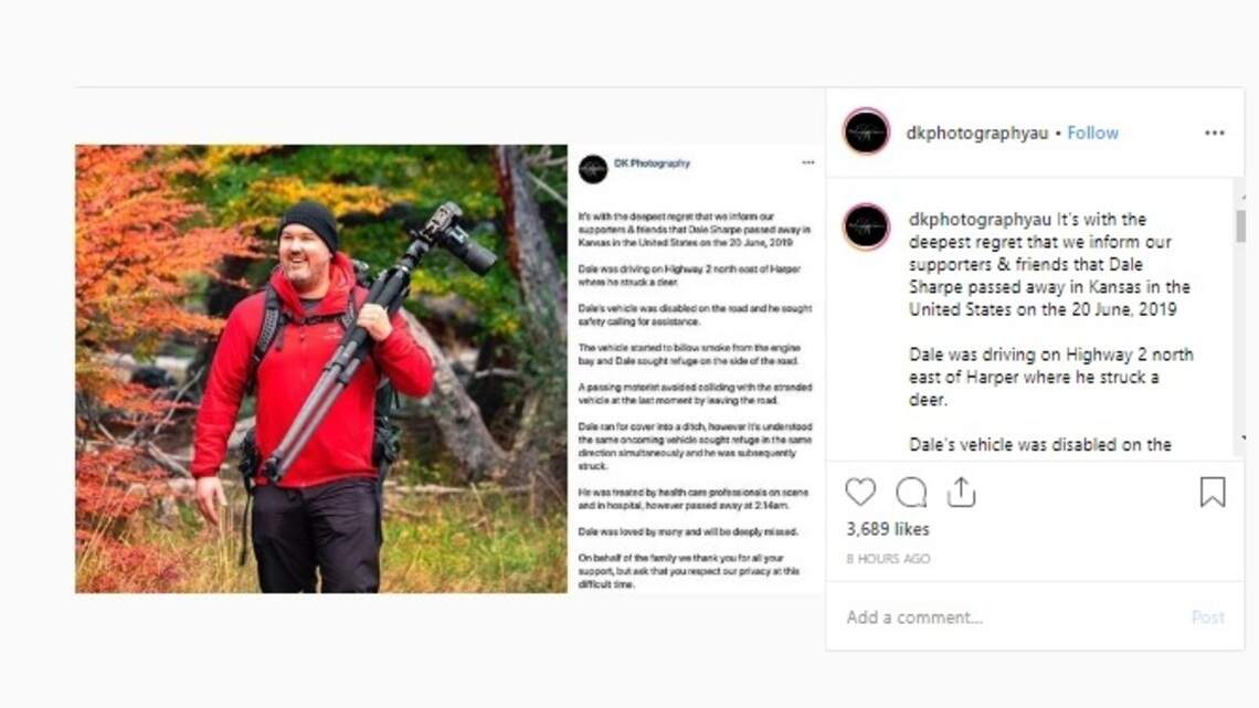 Australian photographer, storm-chaser killed in car accident southwest of Wichita