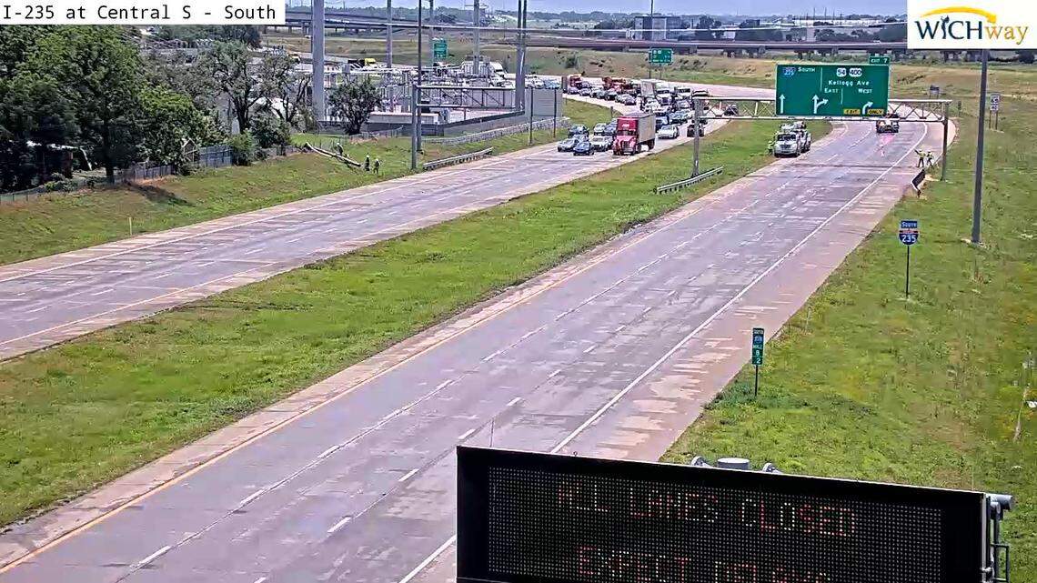 UPDATE: I-235 near Central reopens after storm downed power lines