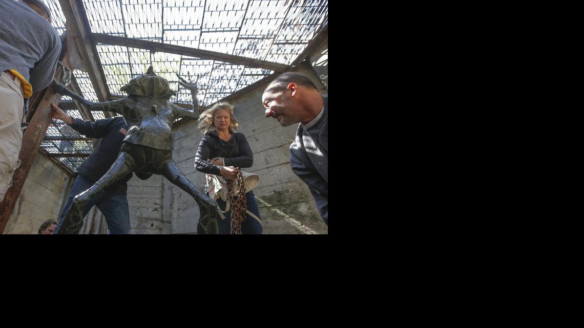 City workers used welding equipment and thick bolts to close up a hole and protect a beloved troll from future vandalism.

