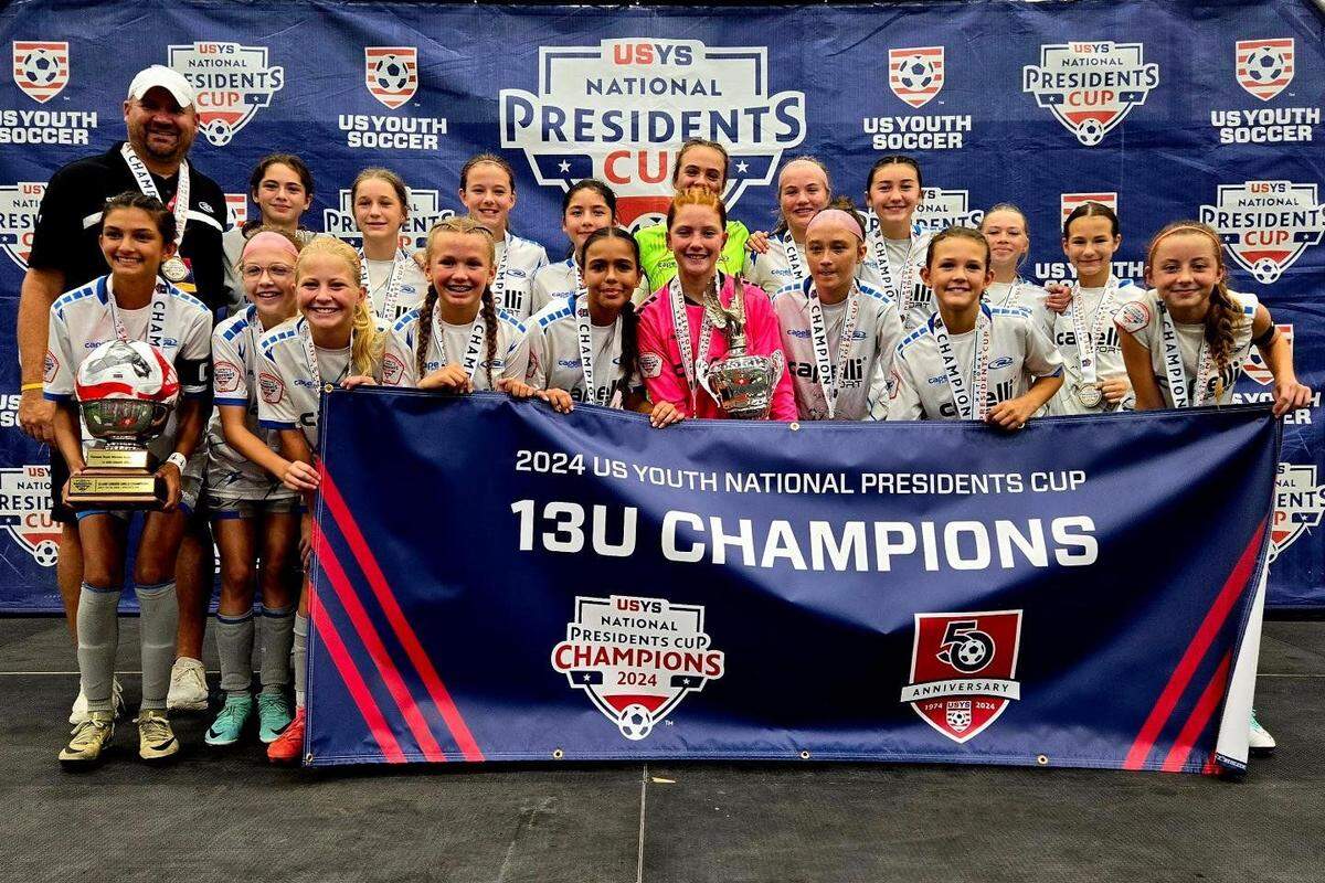 The Kansas Rush Wichita Academy girls soccer team won the U13 division at the U.S. Youth Soccer National Presidents Cup played in Wichita on Tuesday.