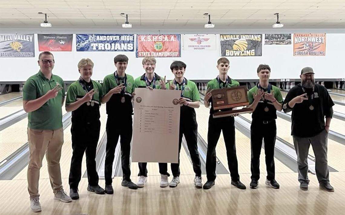 The Derby boys bowling team won its second straight Class 6A team championship last week. Team members included Dawson Baumgartner, Evan Clark, Cash Carns, Michael Stranger, Tyler Huffman and Tai Gibbon.