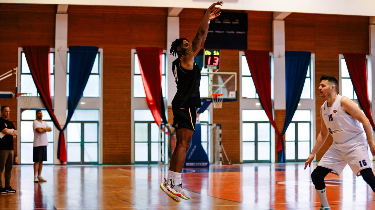 Wichita State’s Colby Rogers drills one of his many 3-pointers made in Friday’s exhibition game against the Thessaloniki All-Stars in Greece.