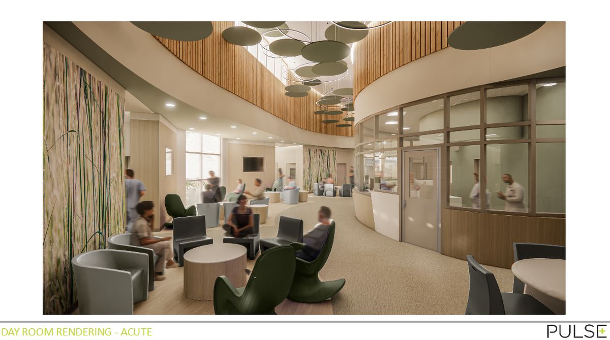This rendering shows what the day room for acute patients at Sedgwick County’s psychiatric hospital could look like.