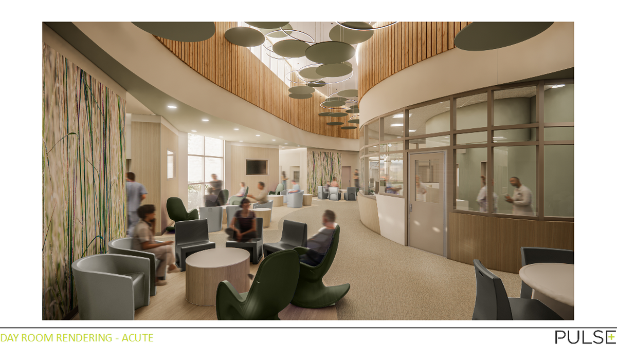 This rendering shows what the day room for acute patients at Sedgwick County’s psychiatric hospital could look like.