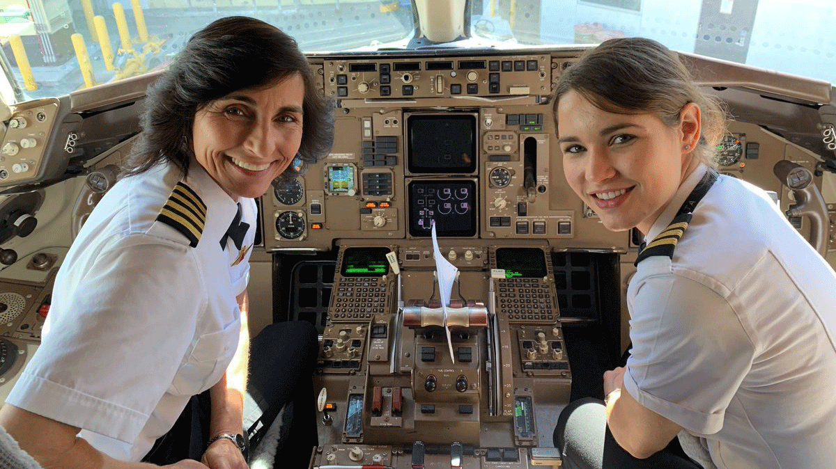 Wendy and Kelly Rexon, pilot and first officer, are a mother-daughter flight team with Delta Air Lines.