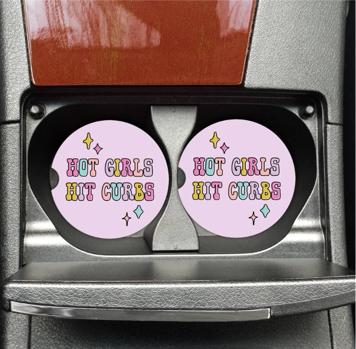 These whimsical car coasters are just some of the items with fun sayings that Savannah Vonada will sell at her new Peppered Skye Boutique at Revolutsia.