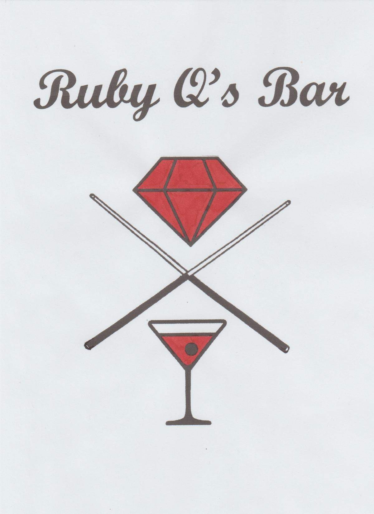 The logo for the about-to-open Ruby Q’s bar at Harry and Woodlawn