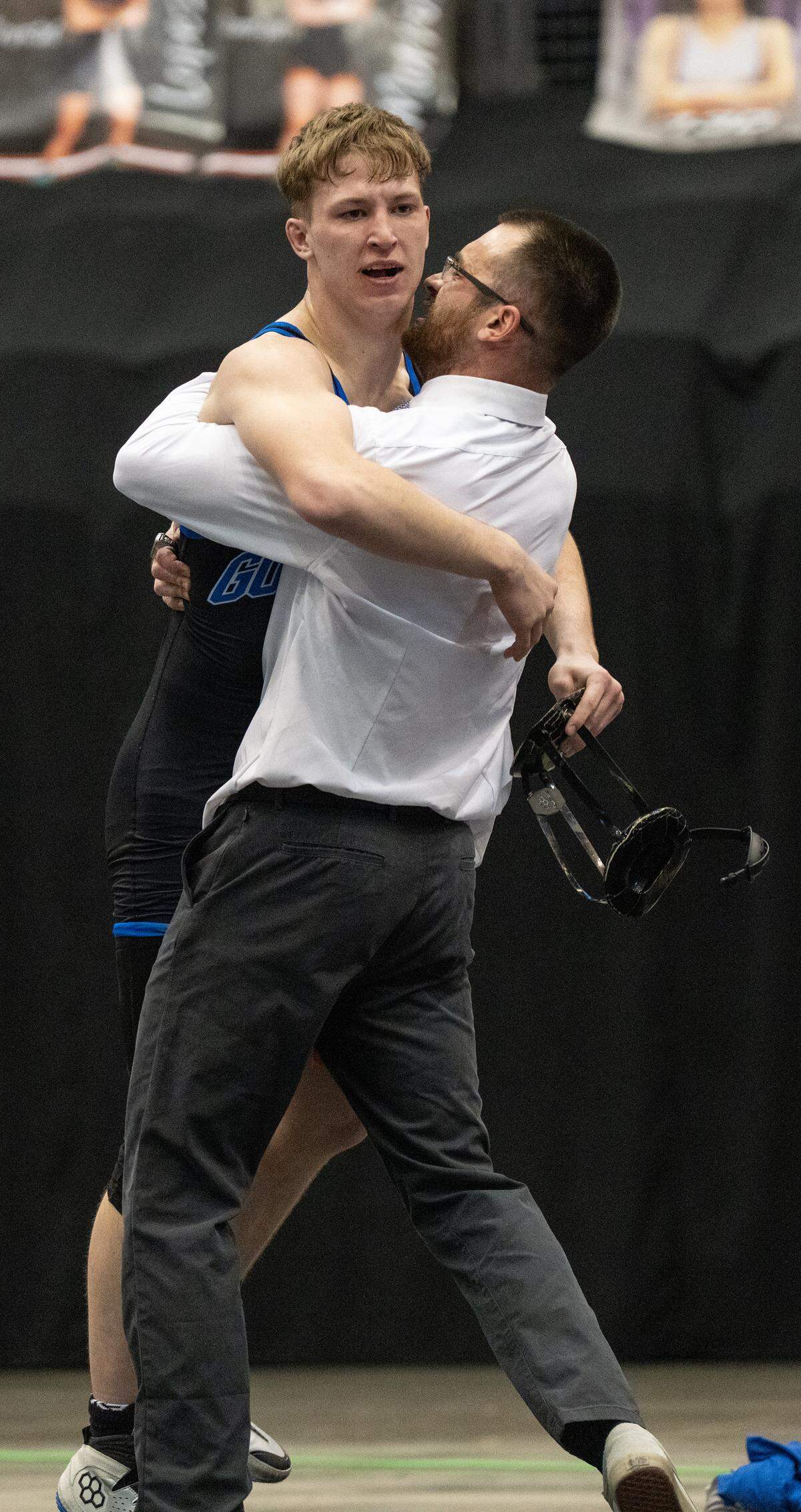 Goddard’s Kolton McElwain defeated Kapaun’s Eli Koster in the 157-pound division of the 5A State Wrestling Championship at the Heartland Credit Union Arena. It is McElwain’s second state title.