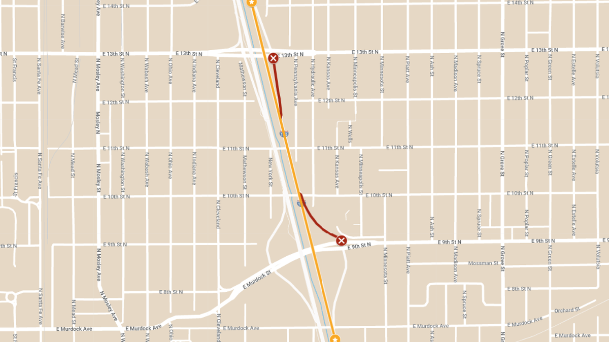 An on-ramp and exit on I-135 north in Wichita will be closed starting Monday and through the end of July for construction.