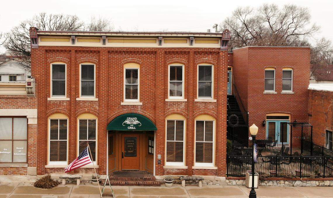 The Grand Central Hotel and Grill in Cottonwood Falls is for sale. The hotel opened in 1884 and has 10 rooms and a restaurant that can hold 96 people inside and 36 more on the outdoor patio.