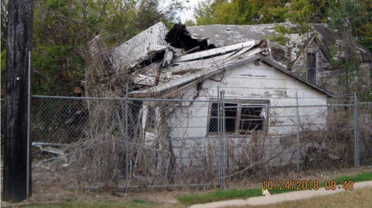 This structure, shown to a legislative committee, is an example of the kind of hazardous houses that Sedgwick County is seeking the state’s permission to tear down.