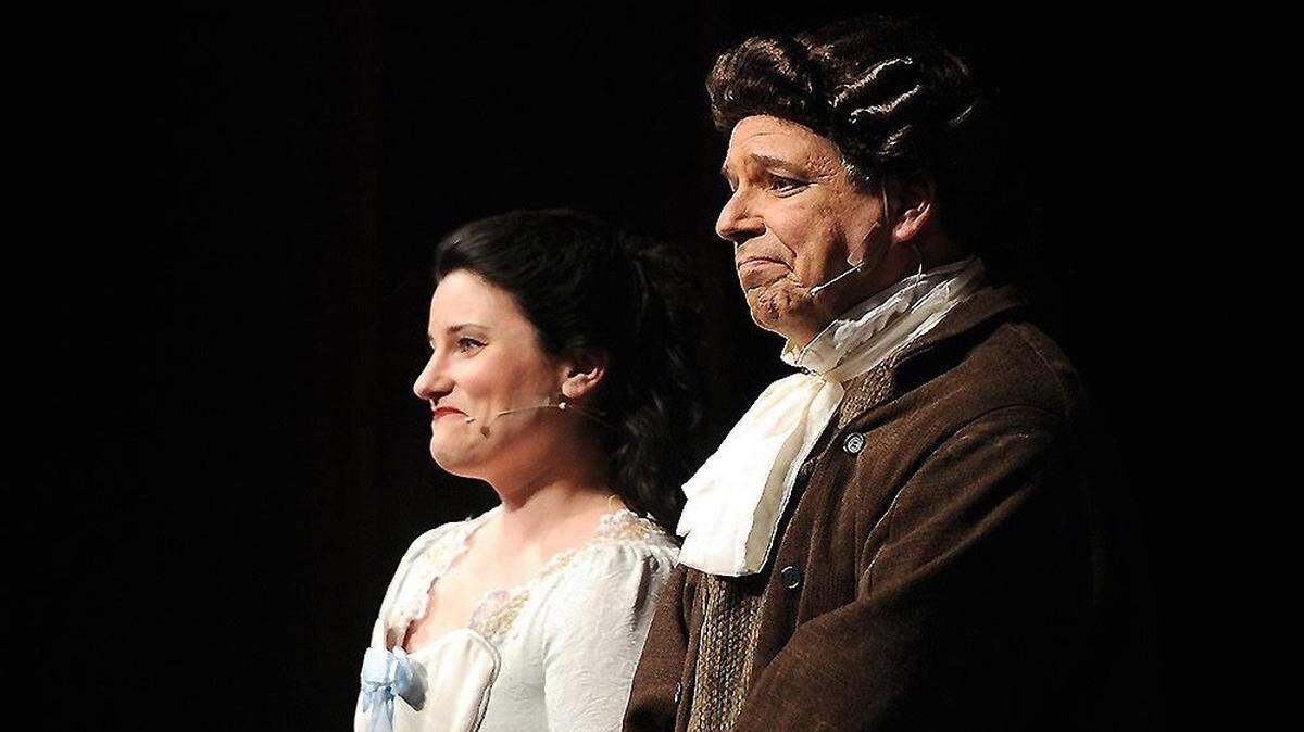 Lydia Harbutz and Ted Woodward star as Abigail and John Adams in “1776.”