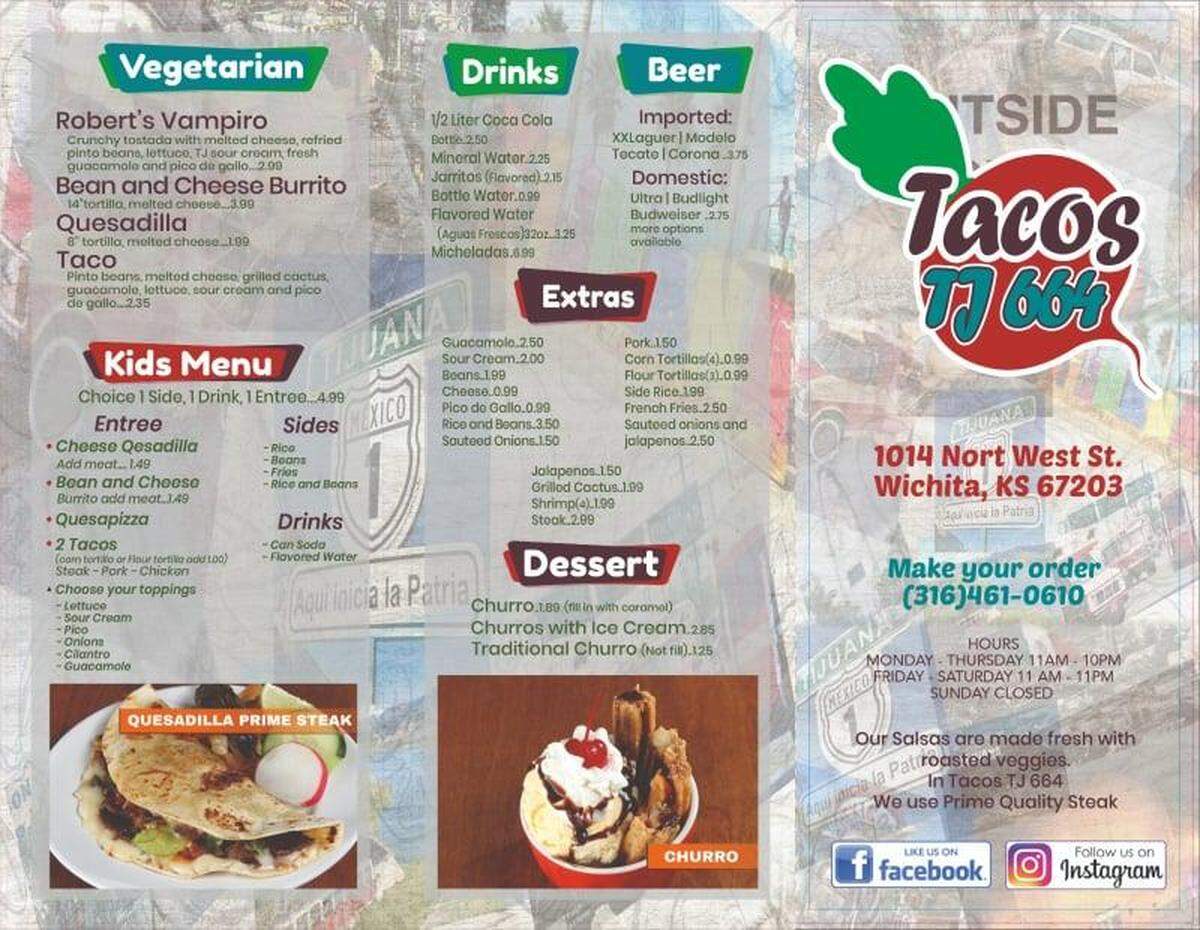 Tacos tj 664 menu