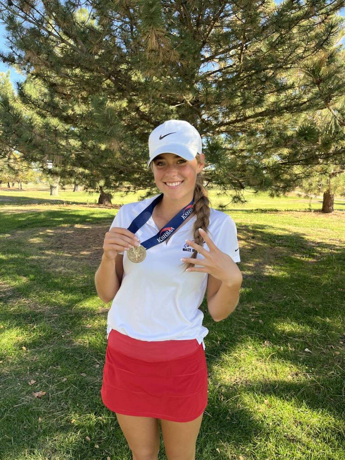 Maize senior Kinslea Jones secured her place in history by becoming just the third girls golfer in Kansas history to win four individual state titles. Jones won the Class 6A medalist honors on Tuesday.
