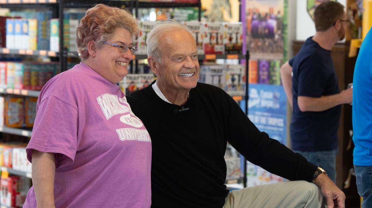 Grammer is pictured with fan Julia McKee during a January appearance at Jacob’s Liquor Exchange. He’s returning for a guest bartending gig at WBC Delano.