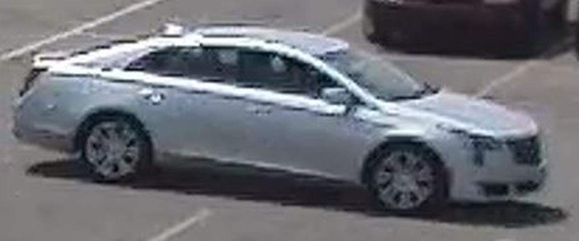 The silver Cadillac STS police say was used in a robbery on Tuesday.