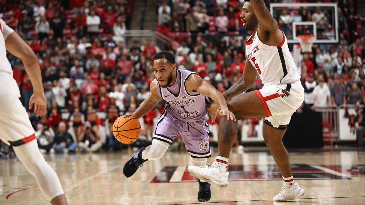 Markquis Nowell drives to the basket during a game between Kansas State and Texas Tech on Saturday, February 11, 2023.