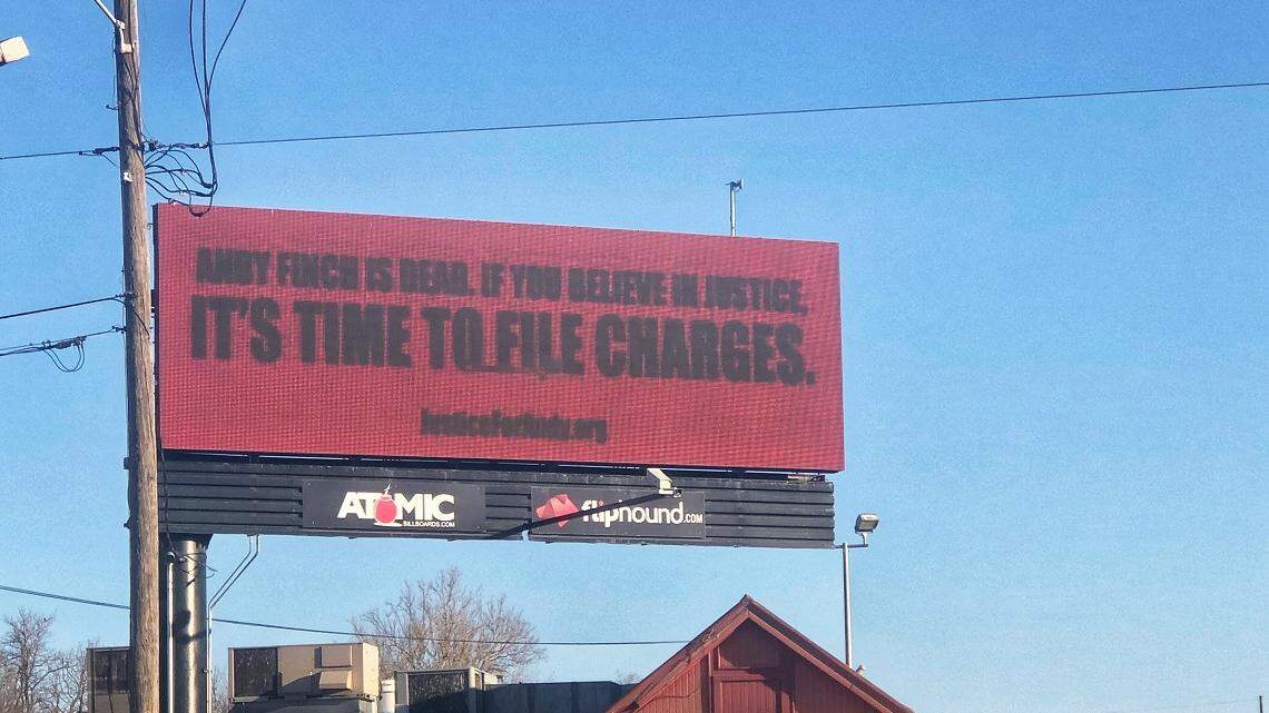 Four billboards have been purchased in Wichita calling for justice in the death of Andrew Finch, 28.