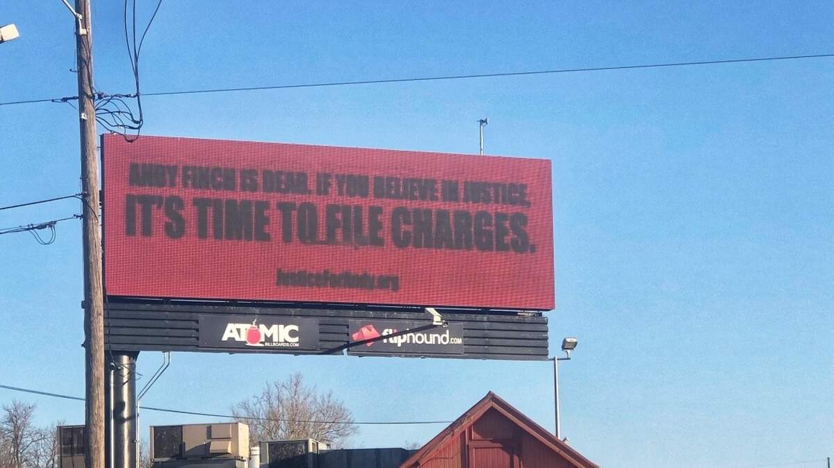 Four billboards have been purchased in Wichita calling for justice in the death of Andrew Finch, 28.