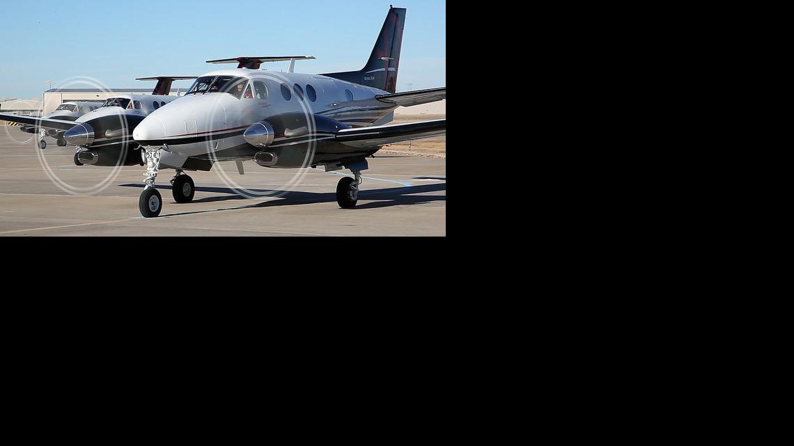 Beechcraft celebrates the 50th anniversary of the King Air with a flyover of its current models at Beech Field. (Jan. 20, 2014)

