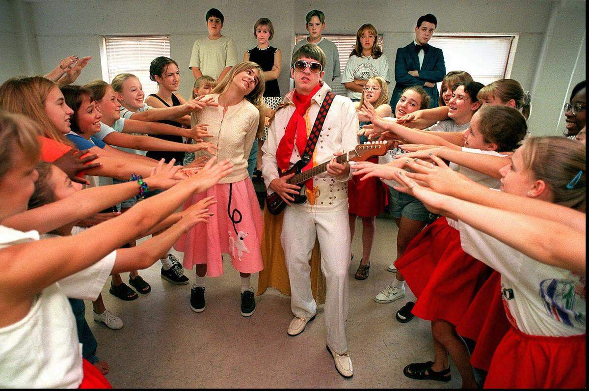 Aaron Wirtz, holding the guitar, played Conrad Birdie in the Wichita Children’s Theatre production of “Bye Bye Birdie” in 1997.