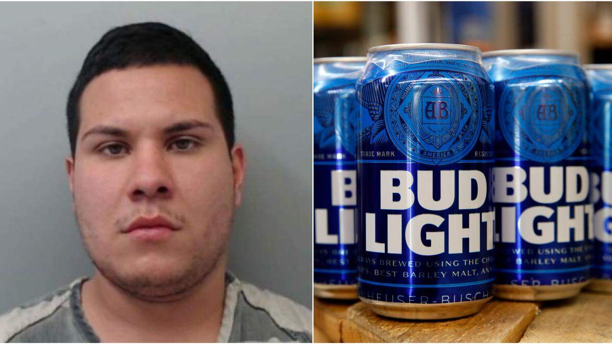 Alfredo Menchaca, 24, was caught running from a convenience store with cases of Bud Light, police said.
