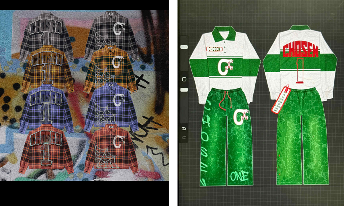 These are the last two clothing designs that Knowledge McPherson had drawn up before he was killed.