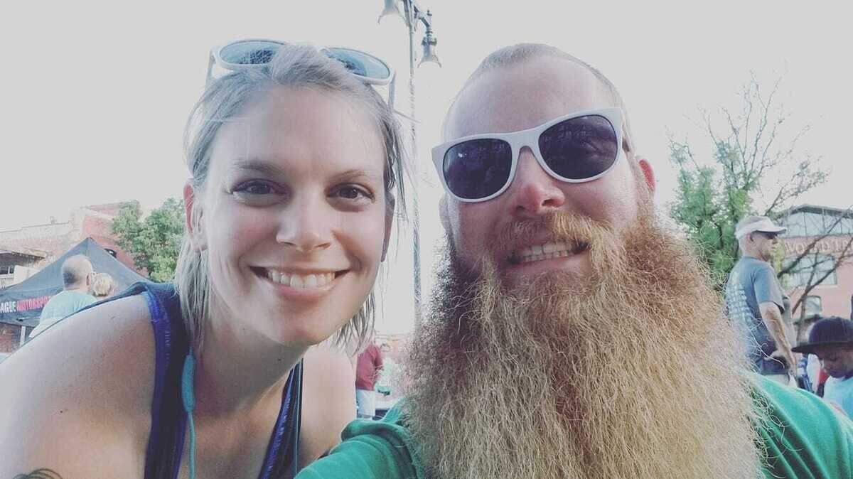 Hopping Gnome co-owner Stacy Lattin, left, pushed her husband, Torrey, to enter his big beard in a contest. And he won.