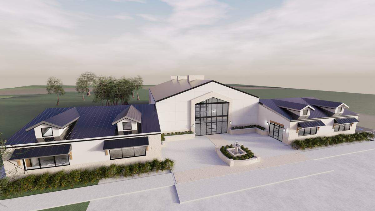 This rendering shows a new 500-person venue that will be built this year at Prairie Hill Vineyard at Stockemer Farm for weddings, reunions and other events.