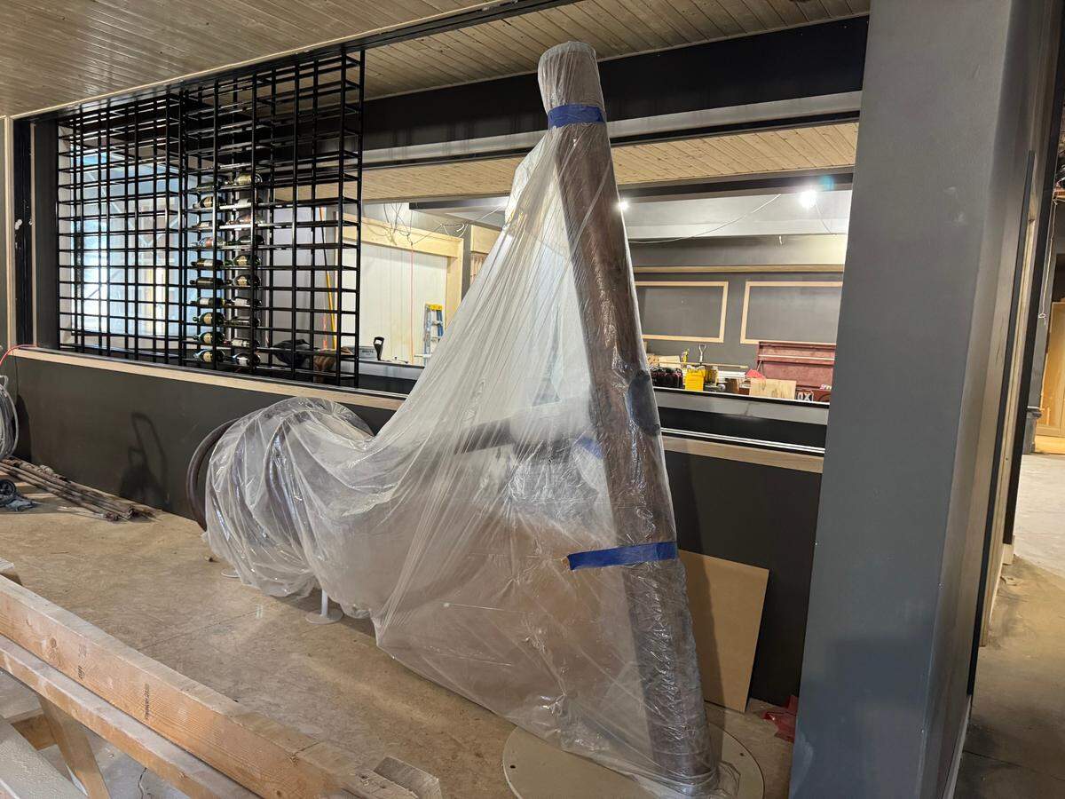 It’s still covered in plastic, but this is what Greg Hiser is calling the largest corkscrew in Kansas. It’s about six feet by eight feet and will sit in the front courtyard of KVH Chophouse.