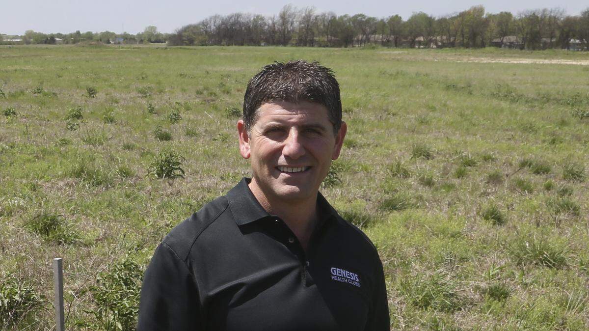Rodney Steven stands on land that will become the Goddard Aquatic Center.  Plans for the Aquatic Center have faltered over the years but Steven is confident ground will be broken this fall on the project near the Goddard Walmart.
