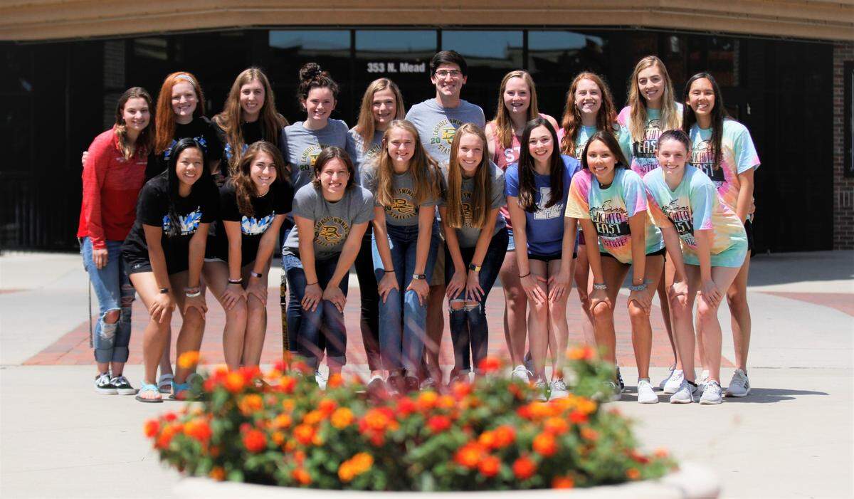 2019 All-Metro Girls Swimming and Diving Team: (Back row) Heights’ Brianna Reece, Kapaun’s Claire Conover, Kapaun’s Alexa Olson, Carroll’s Natalee Clark, Carroll’s Zoe Winter, Carroll’s Spencer Shellhammer, West’s Maci McCullough, East’s Baylor McPherson, East’s Katerina Savvides, East’s Astrid Dirkzwager; (Front row) Kapaun’s Sydney Le, Kapuan’s Liz Mitsch, Carroll’s Sydney Schmidt, Carroll’s Lexie Biby, Carroll’s Lexie Shelton, Andover’s Natalie Neugent, East’s Ariana Dirkzwager, East’s Gillian Pierce-Butt