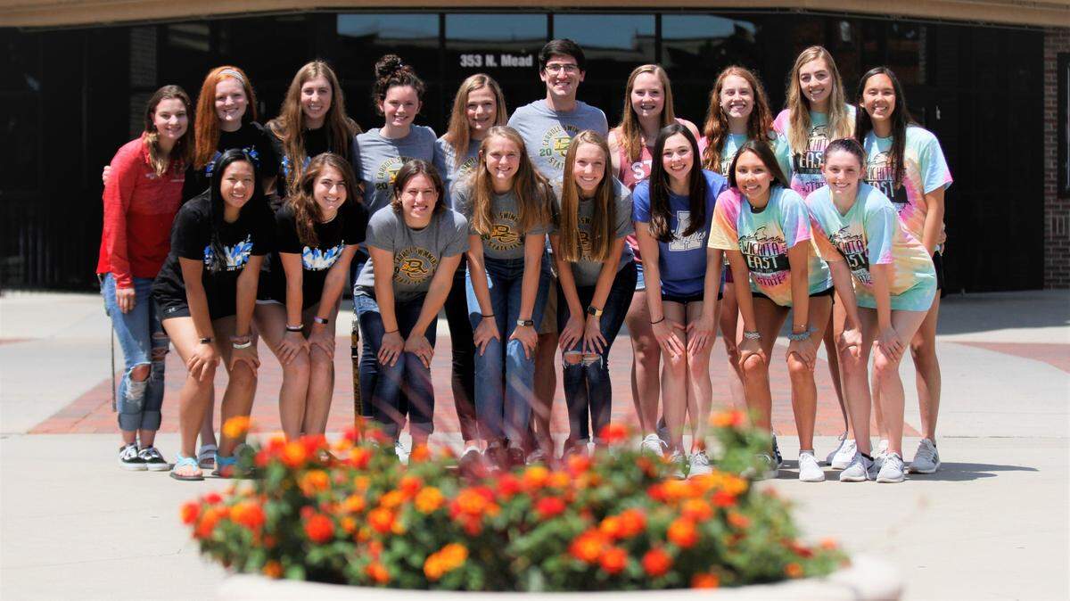 2019 All-Metro Girls Swimming and Diving Team: (Back row) Heights’ Brianna Reece, Kapaun’s Claire Conover, Kapaun’s Alexa Olson, Carroll’s Natalee Clark, Carroll’s Zoe Winter, Carroll’s Spencer Shellhammer, West’s Maci McCullough, East’s Baylor McPherson, East’s Katerina Savvides, East’s Astrid Dirkzwager; (Front row) Kapaun’s Sydney Le, Kapuan’s Liz Mitsch, Carroll’s Sydney Schmidt, Carroll’s Lexie Biby, Carroll’s Lexie Shelton, Andover’s Natalie Neugent, East’s Ariana Dirkzwager, East’s Gillian Pierce-Butt
