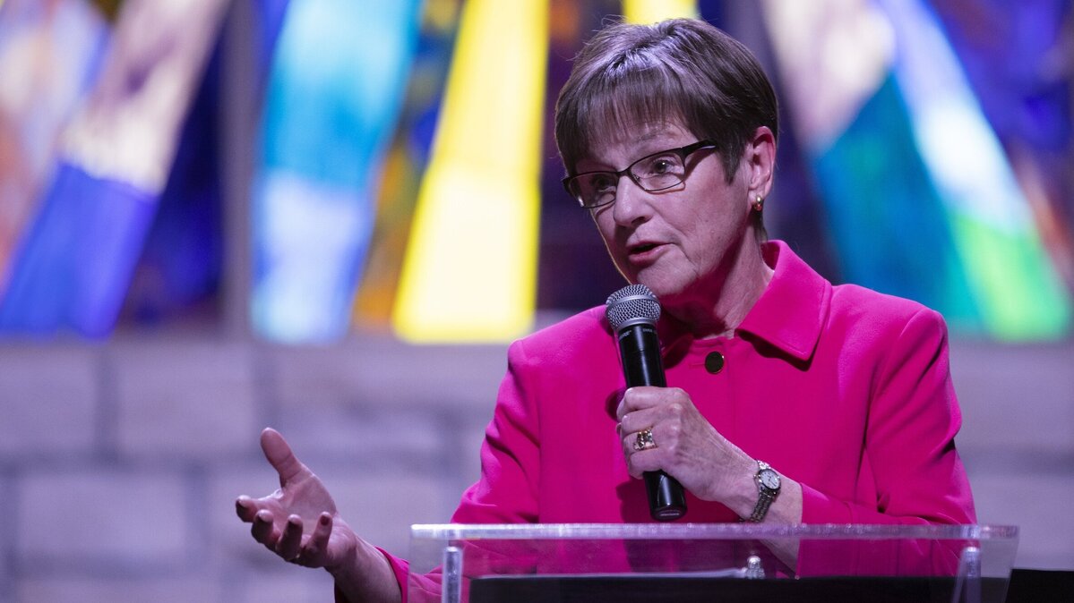 Governor Laura Kelly speaks during “United We Stand,” an event honoring the legacy of Martin Luther King Jr., hosted by The Kansas African American History Museum, at Chapel Hill United Methodist Church, on Saturday evening. (Jan. 19, 2019)