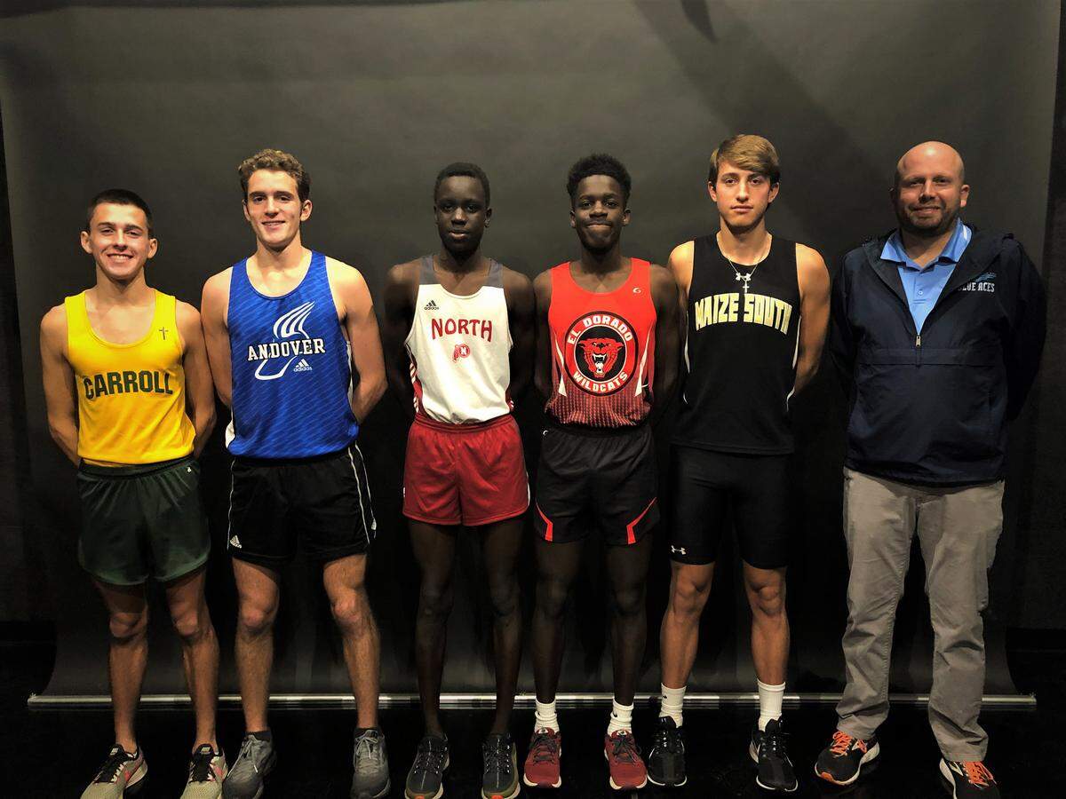 The Wichita Eagle’s 2018 All-Metro Boys Cross Country Team: Jacke Pate, Bishop Carroll; Asher Moen, Andover; Michael Ayali, Wichita North; Ezekiel Kemboi, El Dorado; Britte Magnuson, Maize South. (Not pictured: Will Clayton, Wichita East; Ryan Kinnane, Andover)