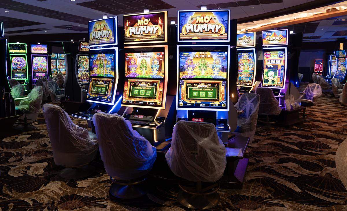 Phil Ruffin Sr. now has parimutuel betting at Gilley’s in Park City where his dog track once was. The parimutuel machines, shown here before Gilley’s opened in December, are similar to slot machines.