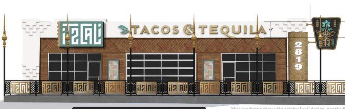 A sketch shows what Itzcali Tacos & Tequila will look like when complete.