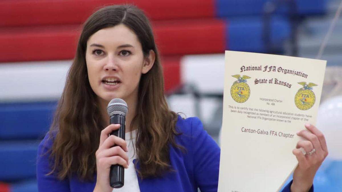 Ashley Austin in attendance at the official chartering of the Canton-Galva FFA chapter in February 2020. 