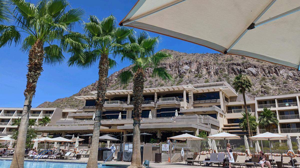 This view from The Phoenician’s pool area shows the iconic Camelback Mountain in Scottsdale, Arizona.