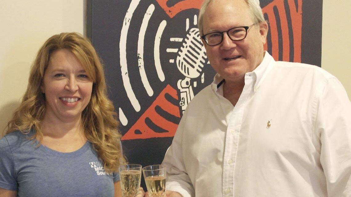 Janice McClelland and Gary Jones toast to a new start together. McClelland Sound bought Jones’ 10-year-old LivingSound.