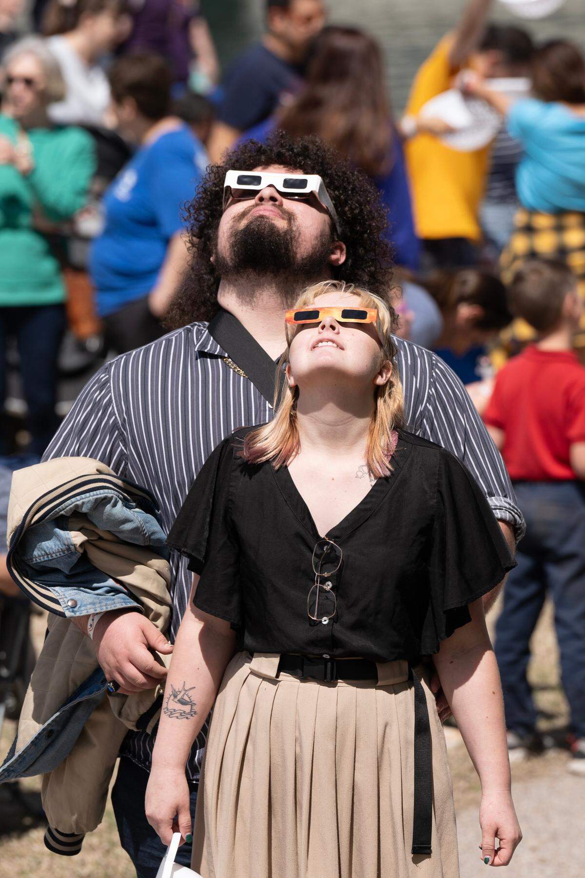 Several hundred people attended an eclipse party at Exploration Place on Monday.