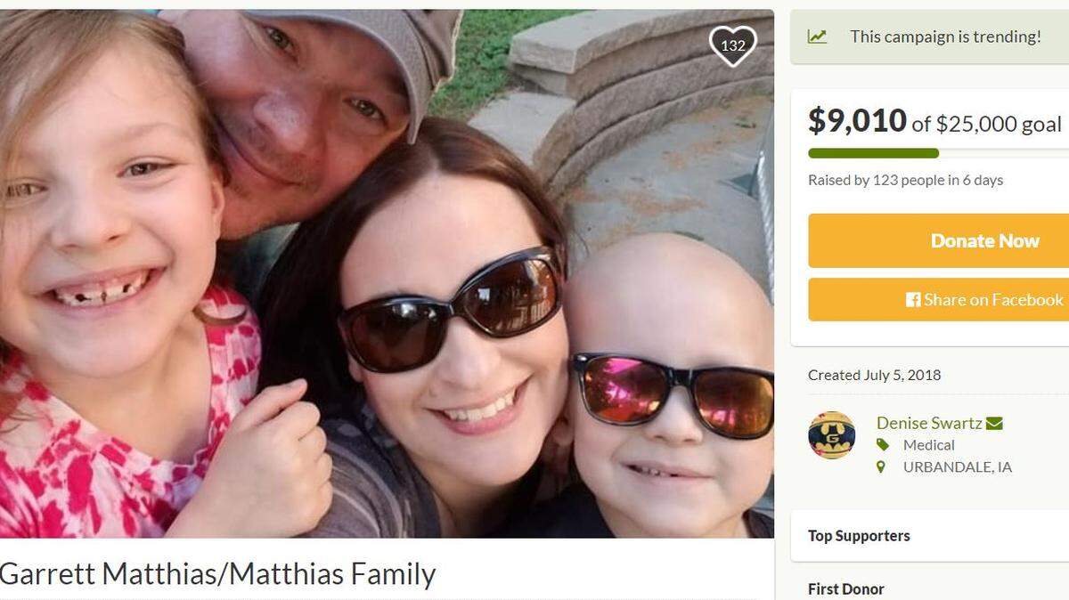 Garrett Matthias, 5, of Iowa, died from a rare pediatric cancer on July 6 after battling stage 4 Alveolar Fusion Negative Rhabdomyosarcoma for nine months.