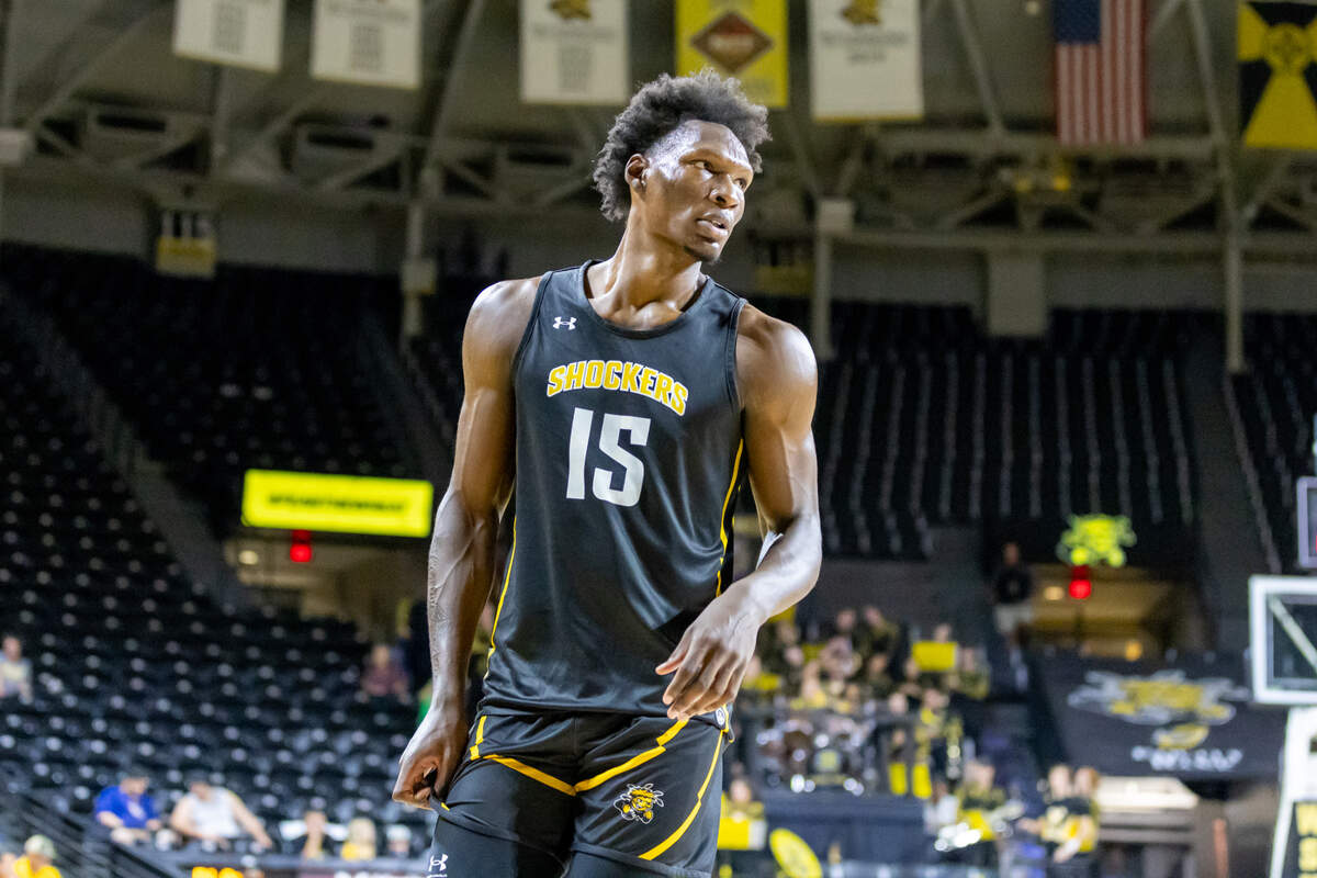 Wichita State senior center Quincy Ballard (15) figures to be one of the top big men in the American Athletic Conference this season.