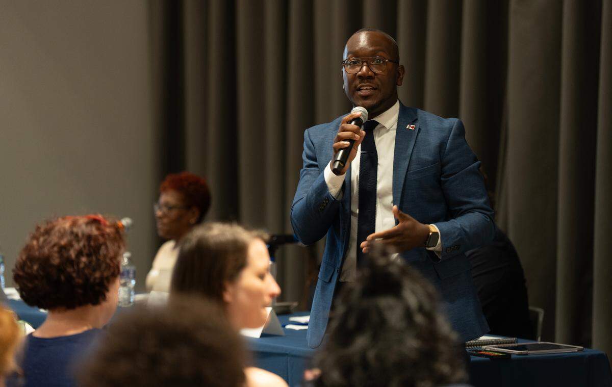 Wichita City Council candidate Joseph Shepard answers a question during a District 1 candidate forum July 15 at Wichita State University. The forum was sponsored by the Wichita Journalism Collaborative.